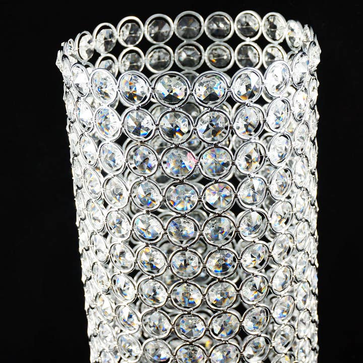 Decor N Beyond - Wholesale Candle Holder - 15.5" Round Chandelier Crystal Pillar Holder