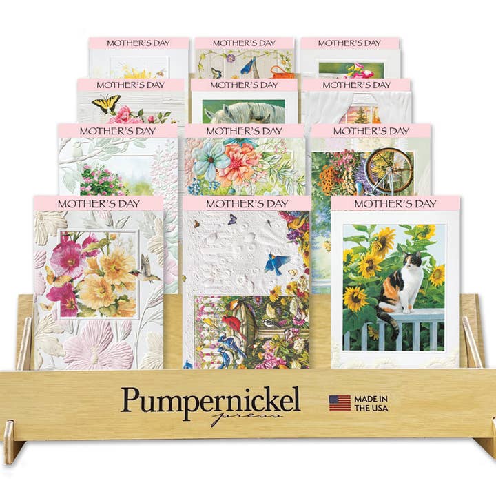 12-Pocket Wood Counter Display: Best Mother's Day for wholesale by Pumpernickel Press