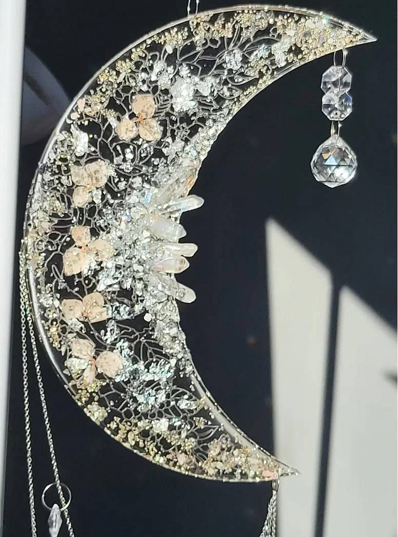 Grey Stone boutique - Wholesale Suncatcher - Moon Quartz Suncatcher, Celestial Mooncatcher, Fairytale Garden Decor, Christmas Holiday Gifts, Housewarming Decor5