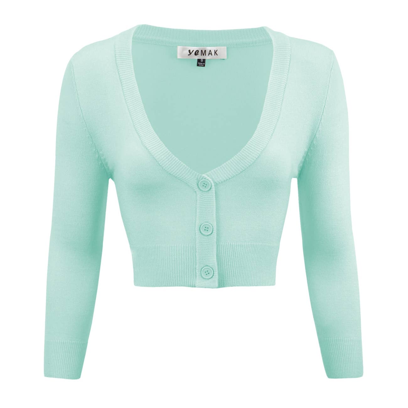 Mak - Wholesale Cardigan - Women's - Cropped Bolero 3/4 Sleeve V-Neck PLUS size Cardigan CO129PL39