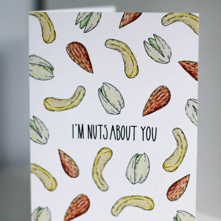 Scribbles and Doodlez - Wholesale Love Card - Nuts About You | Watercolor Love Card