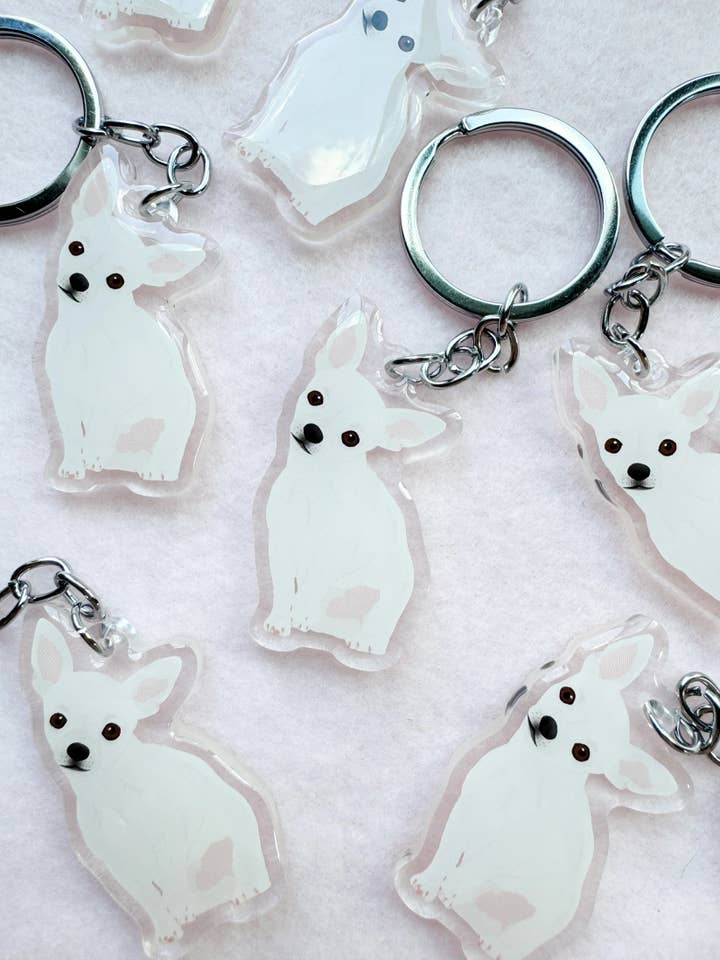 Chihuahua (white) Keychain for wholesale by Our Cheery Corner