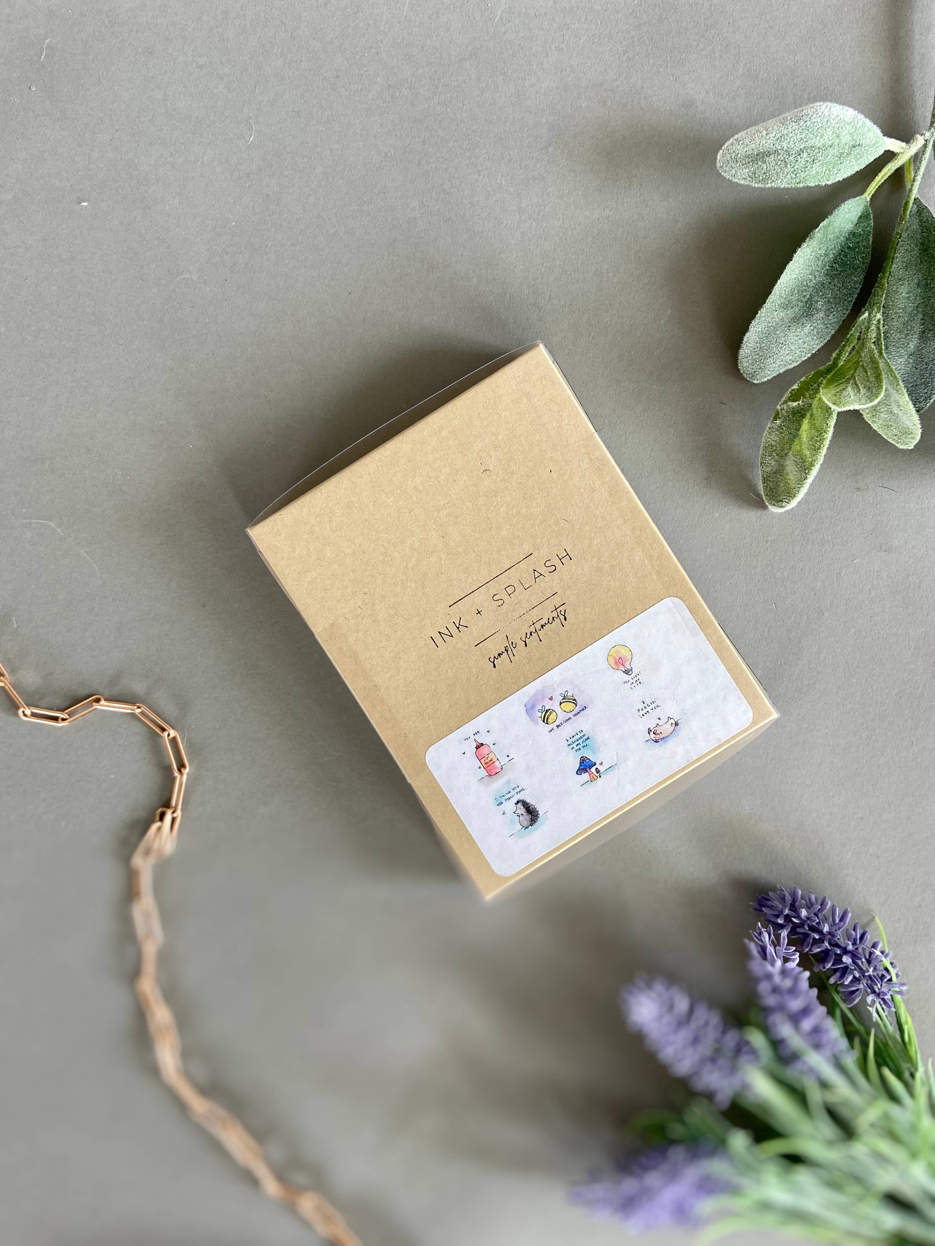 Ink + Splash - Vente Cartes de déclaration d'amour - Lot de 6 assortiments - Série Punny Love2