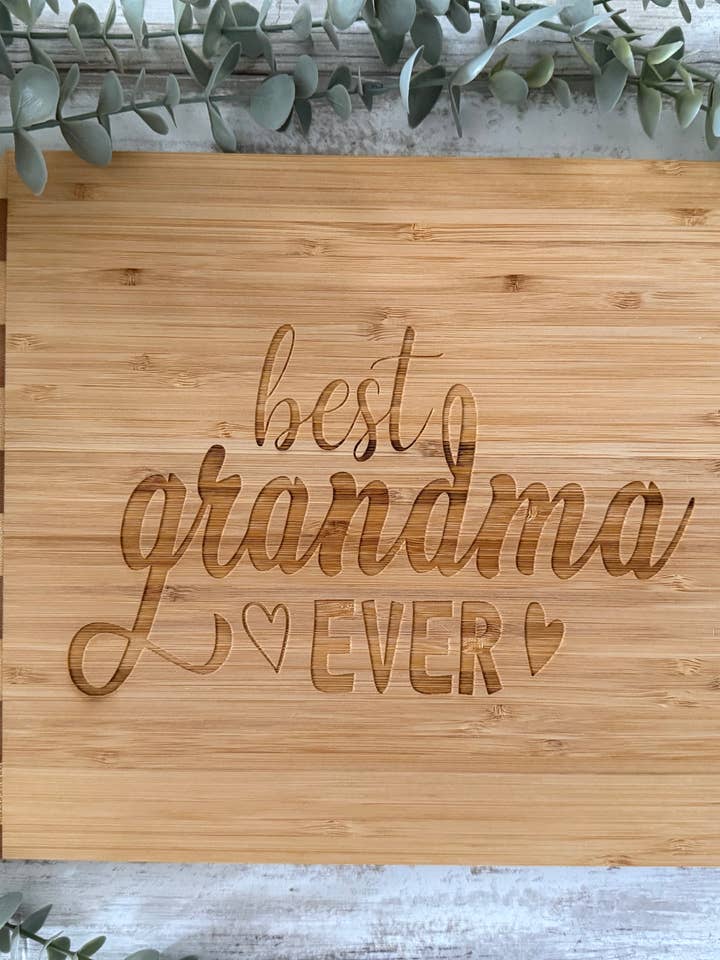 Bloc de boucher en bambou Meilleure grand-mère de tous les temps pour la vente par Michigan Proud Gifts