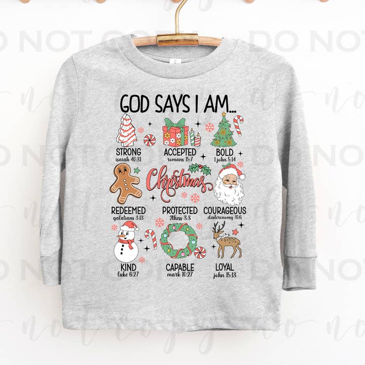 God Says I Am Vintage Christmas DTF Transfer for wholesale by 403 Designs