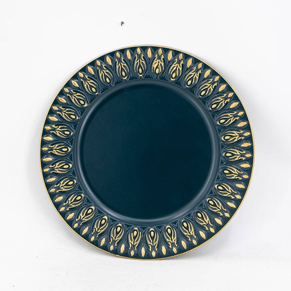 A&B Home Group Inc. – wholesale Decorative plate/dish/bowl – D14" Decorative Plastic Plate - Blue/Gold0