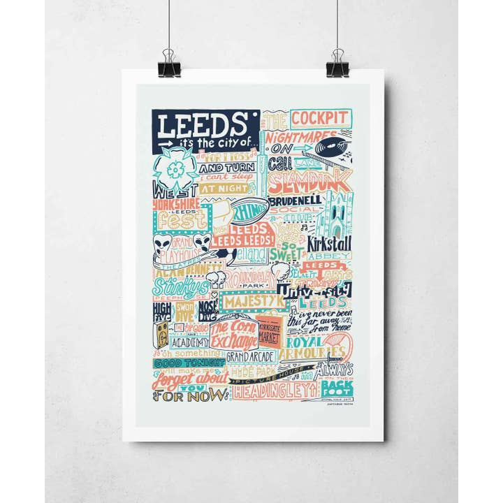 Sketchbook Design - Wholesale Art Print - Leeds Landmarks It's The City Of Art Print