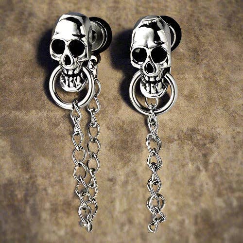 Ohrstecker mit Totenkopf-Anhänger für Damen und Herren für den Großhandel von WoodWristCo