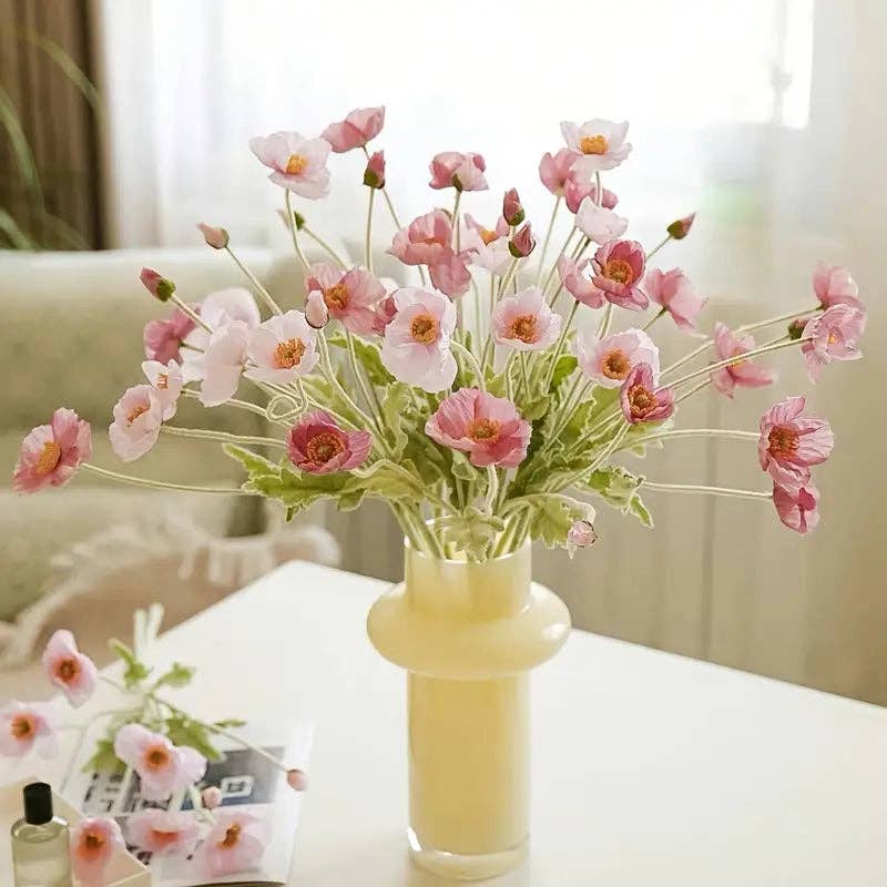 Huis Van Merken - Wholesale Artificial Flowers - Artificial Pink Poppy Flower with Buds – Silk Floral Stem for DIY, Home & Wedding Décor0