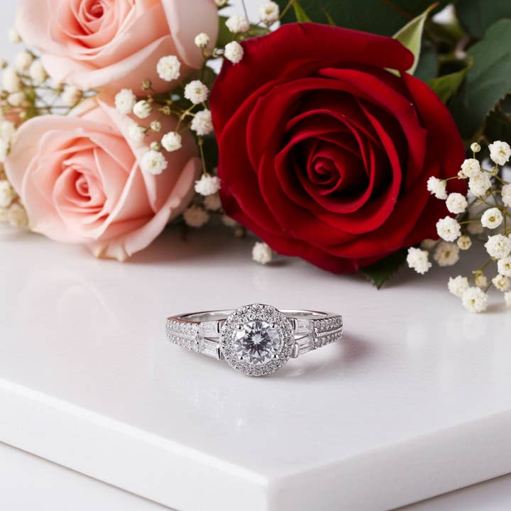 Anillos de compromiso para hombre/mujer de King Of Bling con circonita cúbica de 1,75 ct en plata de ley blanca, talla 7. para venta al por mayor de KING OF BLINGS