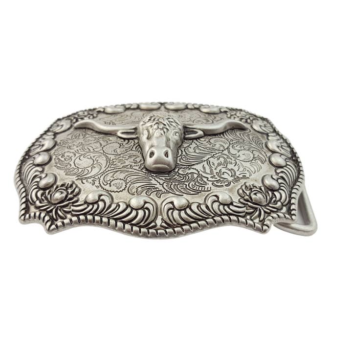 Axesoria West – wholesale Bältesspänne – Unisex – Spänne: Västerländsk antik silver långt horndesign bältesspänne