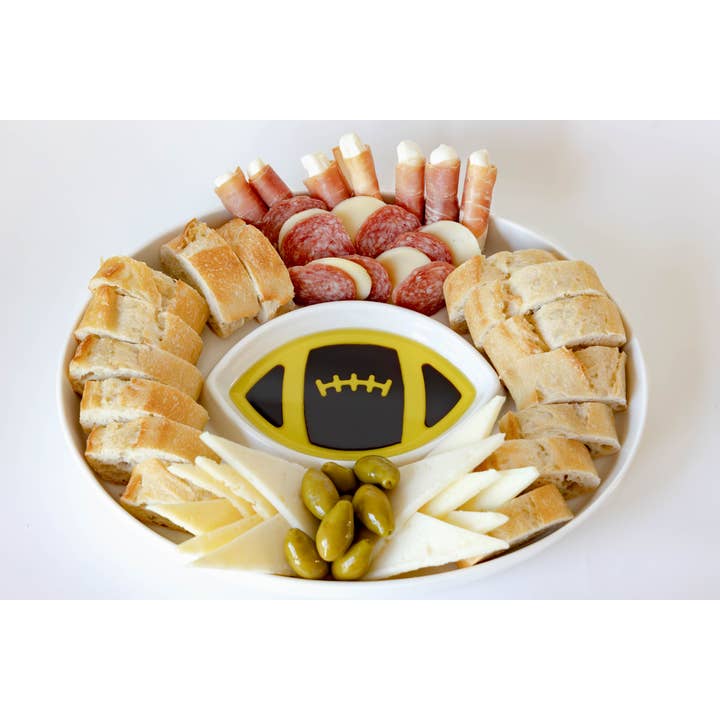 Olive Oil and Vinegar Football Dipping Tray for wholesale by Jeanne Fitz