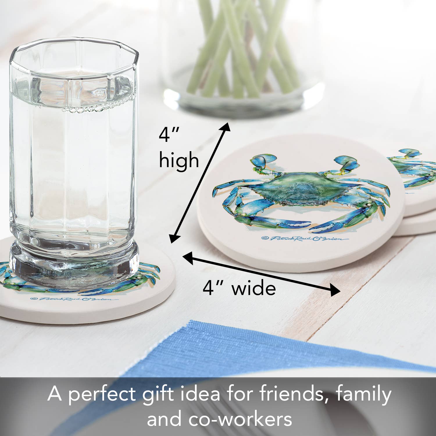 CounterArt/Highland Home/Thirstystone - Wholesale Coasters - Teal Crab Round Absorbent Stone Coaster 4pk2