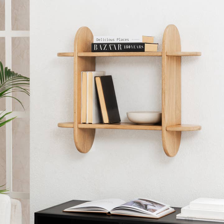 Montague Solid Wood 2-Tier Wall Mounted Floating Shelf for wholesale by MH London