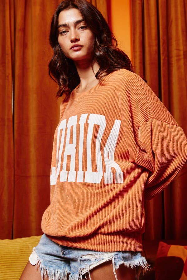 BUCKETLIST INC - Wholesale Graphic Sweatshirt - Women's - T1770B 'Florida' Comfy Oversize Graphic Sweatshirt, Gameday14