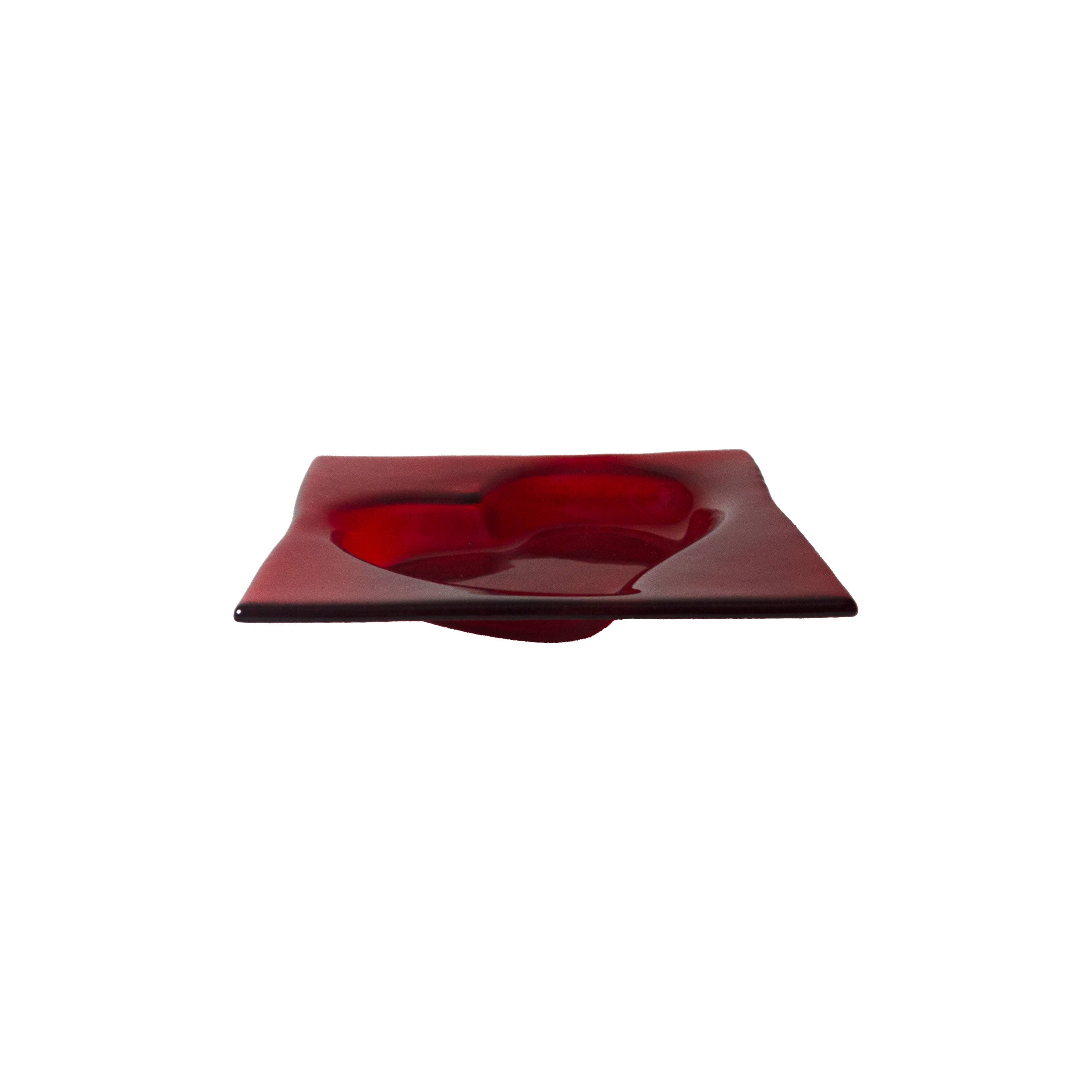Foster's Beauties - Wholesale Serve Bowl - Transparent Red Fused Glass Heart Serving Dish2