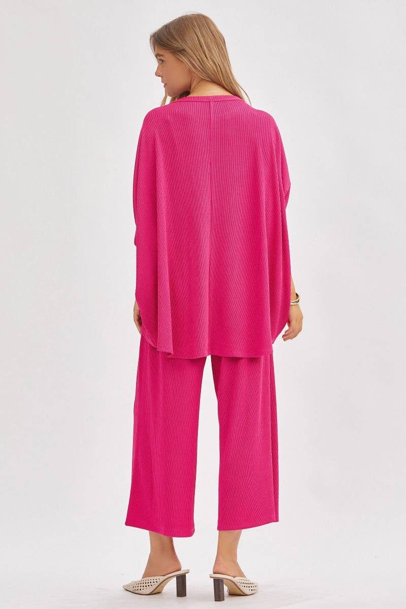 Dear Scarlett – Engroshandel Top- og buksesæt (IKKE Loungewear) - Dame – Solid Bluse + Bred Ben Sæt TRVSET-BALI8