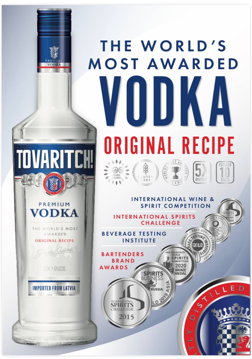 TOVARITCH PREMIUM VODKA - Wholesale Vodka - TOVARITCH PREMIUM VODKA, WORLD'S MOST AWARDED4