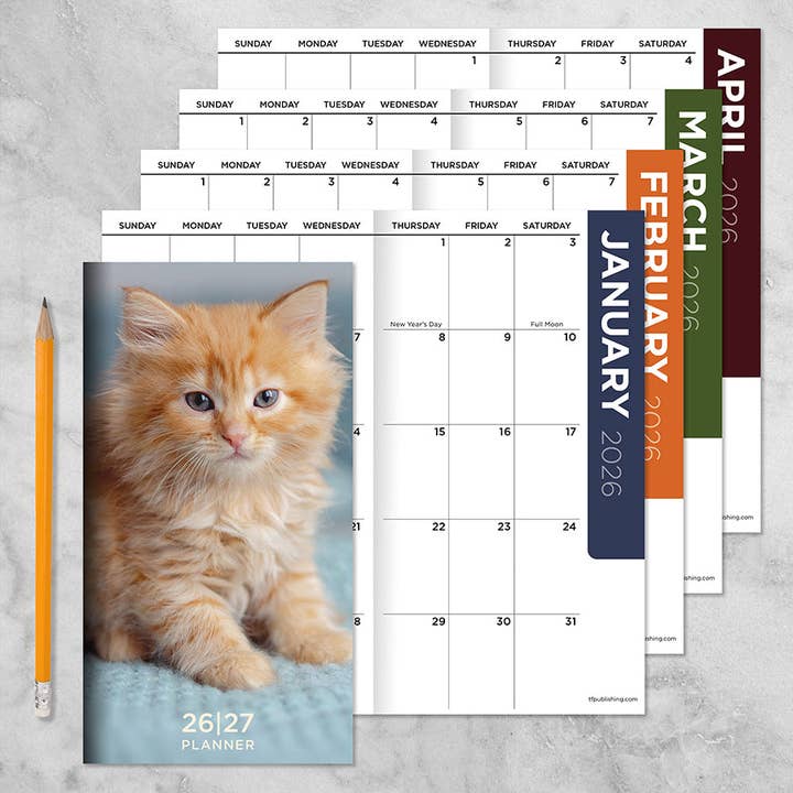 TF Publishing - Paper Goods – wholesale Planner – 2026-2027 Kitten Small Monthly Pocket Planner1