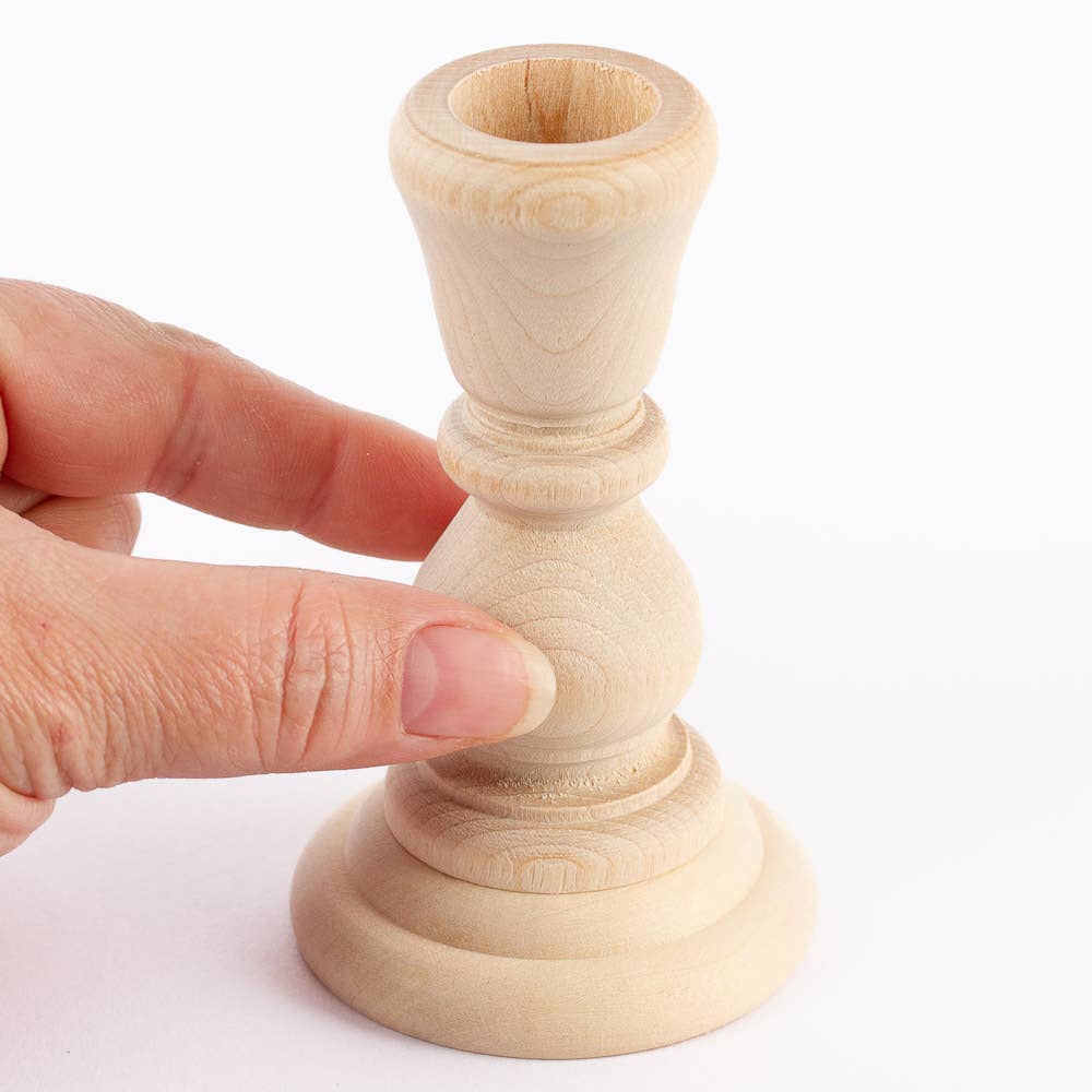 Factory Direct Craft - Wholesale Candle Holder - Unfinished Wood Taper Candle Holders - Select Size2