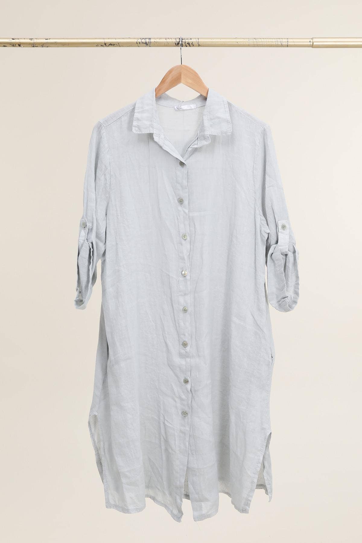 la maison des fibres naturelles - Venta al por mayor Vestido - Mujer - Vestido camisa de lino 100 % con botones, largo medio23