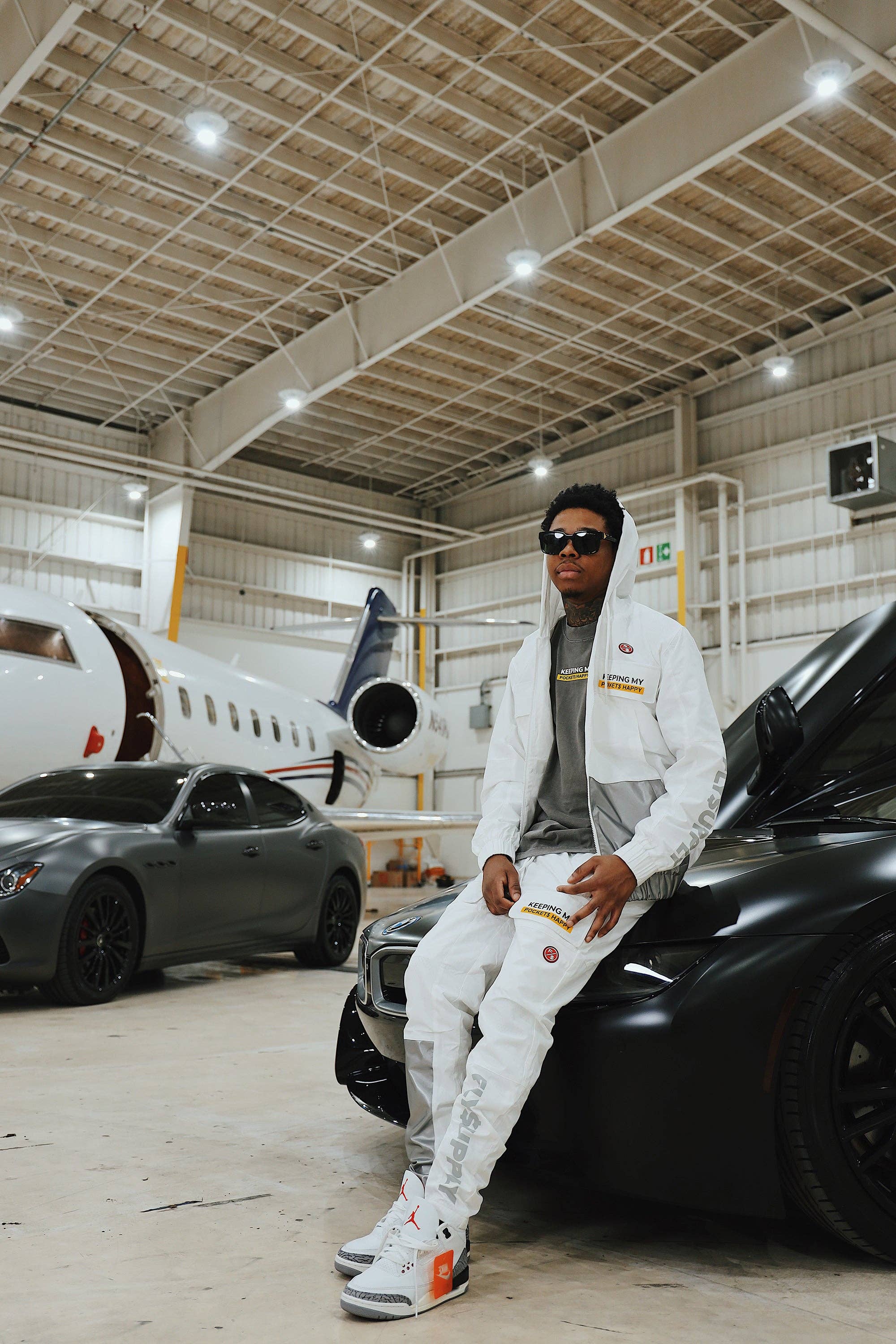 White Happy Pockets Windbreaker Zip-Up Jacket (White) for wholesale on Faire11