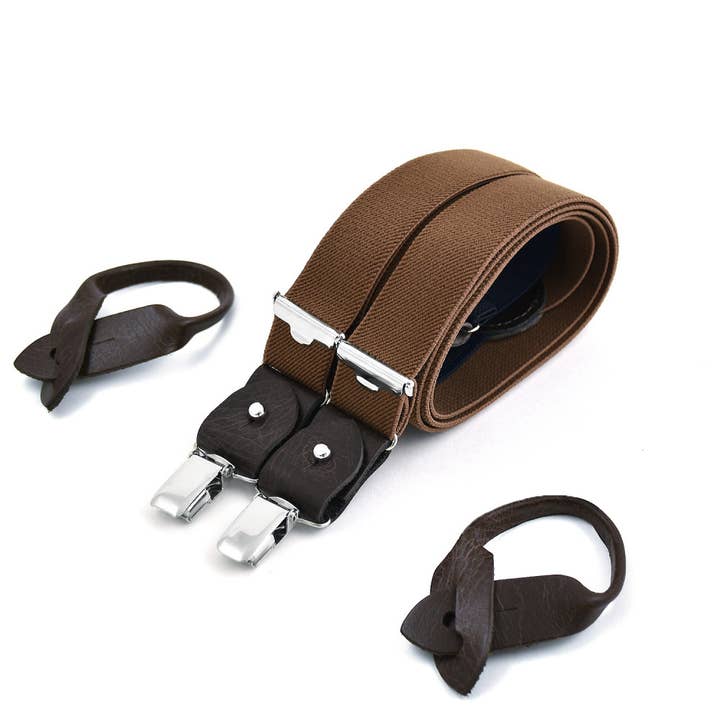 Superior thin suspenders - Chestnut for wholesale by Bertelles