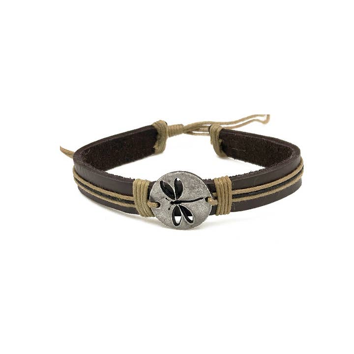 Anju Jewelry - Wholesale Charm/Dangle Bracelet - Pull Tie Leather Bracelet - Dragonfly