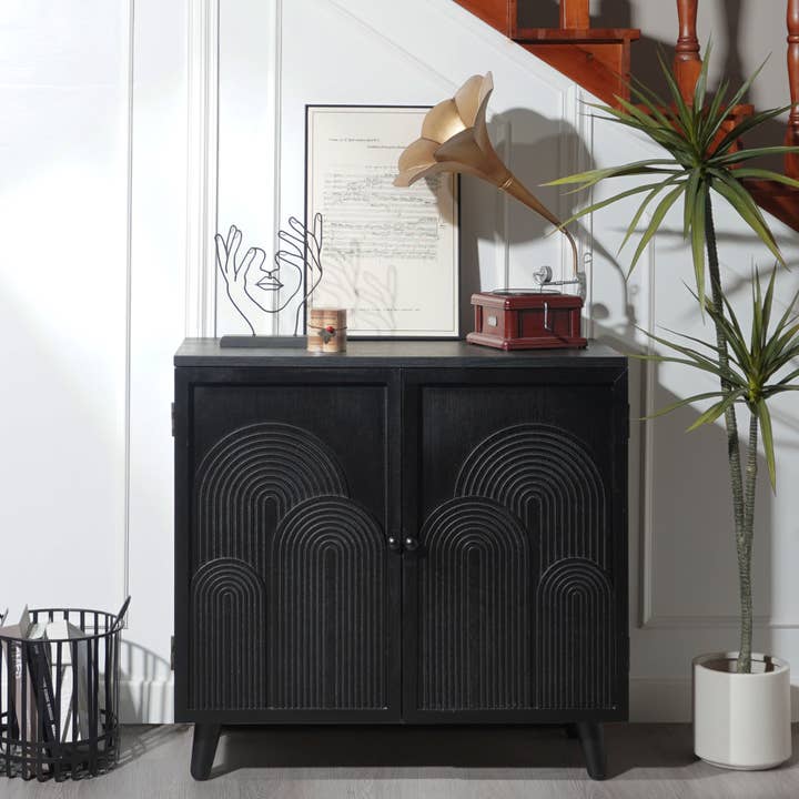 Modern Black Wood Storage Cabinet for wholesale by Paris Loft Inc