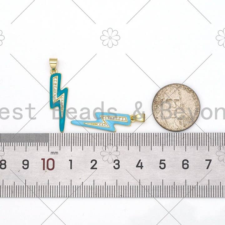 BestBeads&Beyond - Wholesale Individual Charm/Pendant - Gold Filled Enamel Colorful Lightning Pendant,Sku#F1420c2