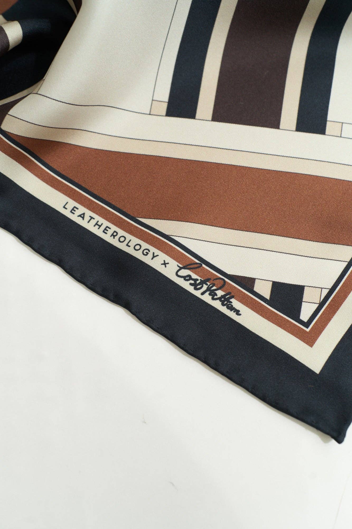 Lost Pattern NYC - Wholesale Scarf - Unisex - Lost Pattern x Leatherology Silk Square Scarf2