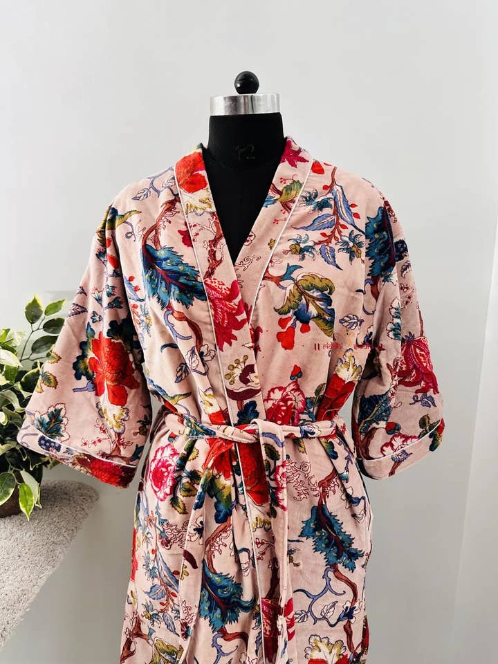 GYPSY STUDIO - Wholesale Robe - Women's - Velvet kimono robe | morning tea robe | women wear long coat5
