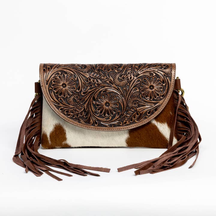 Borsa a spalla western in pelle marrone ABHB 18-25202 per la vendita all'ingrosso da parte di Leather Impressions Inc