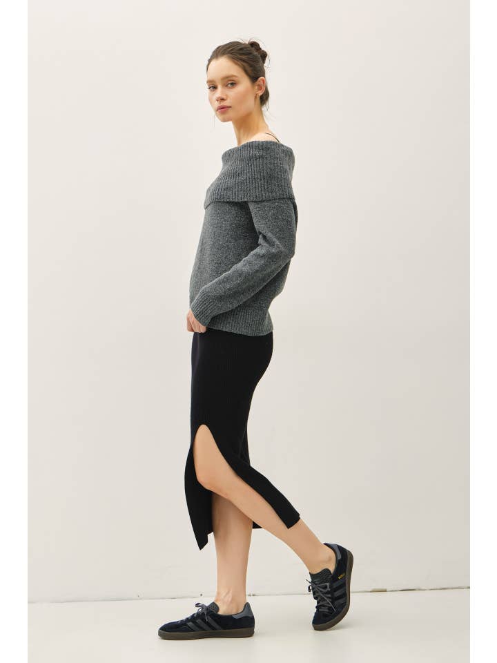 Be Cool - Wholesale Knit Sweater - Women's - ROLL OVER OFF THE SHOULDER WOOL BLEND SWEATER10