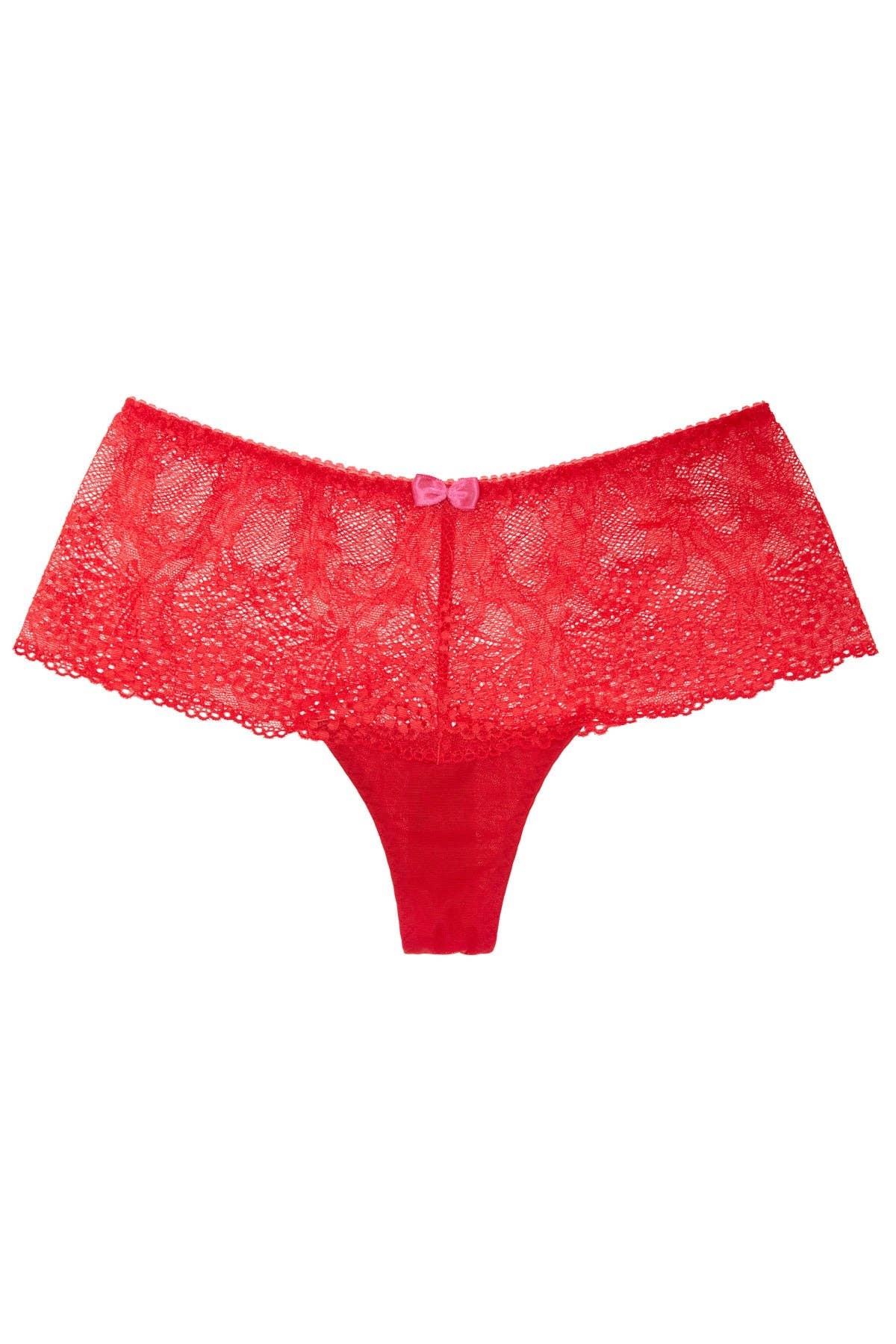 Viola Sky - Wholesale Underwear - Women's - Miss Cherie Red Lace Hipster Thong0
