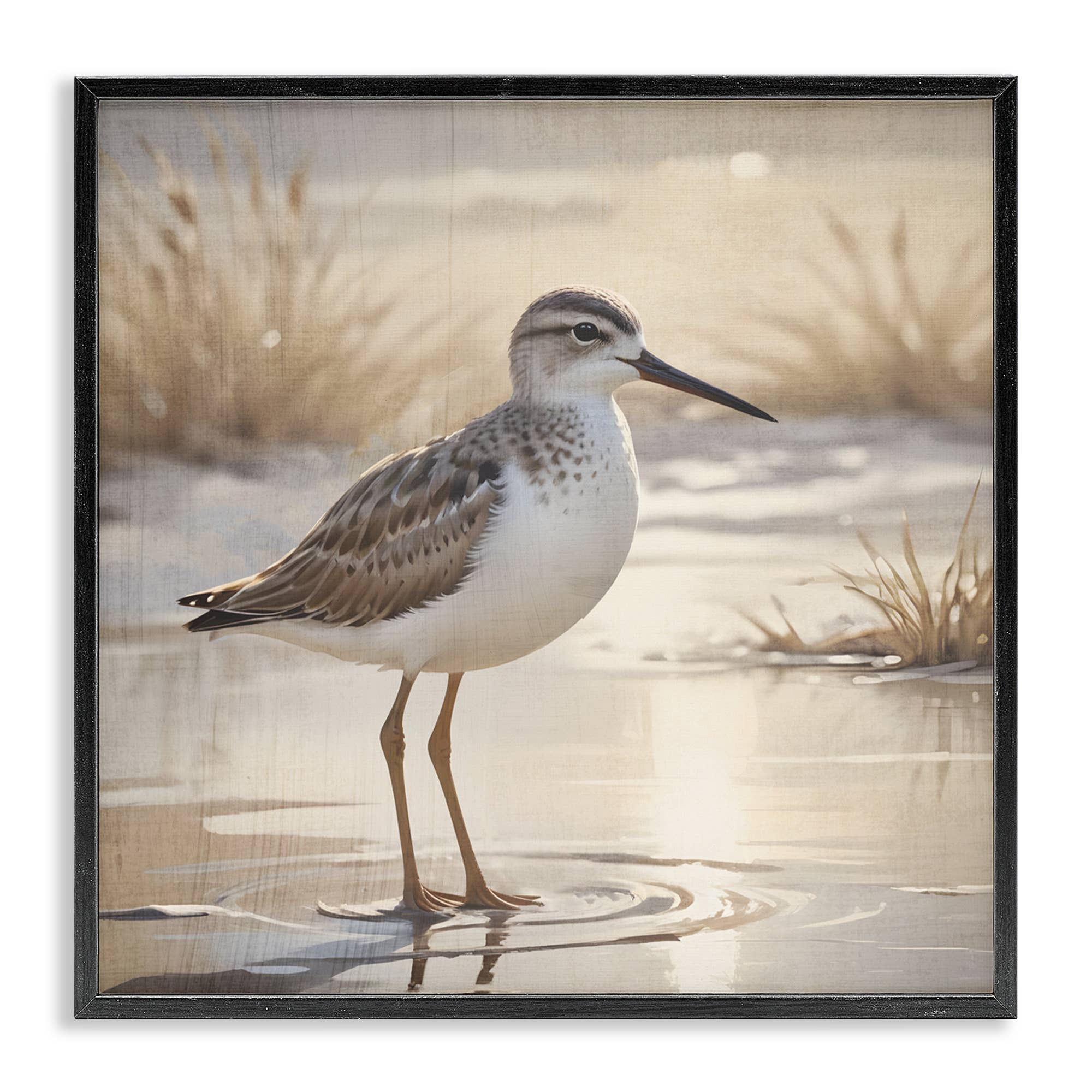 Stupell Industries – wholesale Wall sign – Sunlit Sandpiper in Shallow Water - Framed Wall Art0