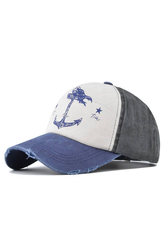 UNISHE - Wholesale Baseball Cap - Women's - Anchor Print Baseball Cap MOQ 3pcs DX0456