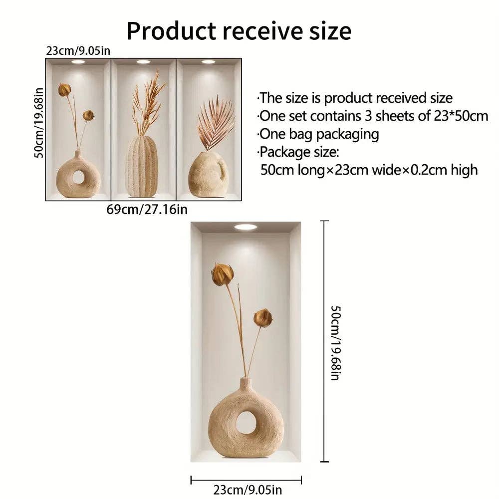 Huis Van Merken – wholesale Wall Accent – Three-dimensional 3D Effect Art Triptych Wall Sticker2