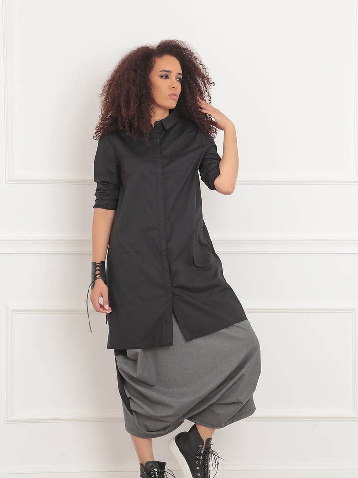 Cropped Drop Crotch Trousers in a Dramatic Silhouette: |aidy for wholesale by ADEPTT