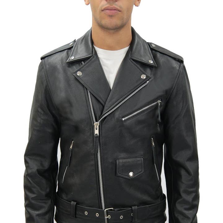 Mens Cow-Hide Black Brando Jacket -Venice for wholesale by Infinity Leather (Upperclass Fashions Ltd)