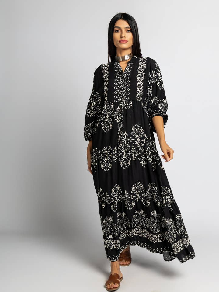 F-309 Hellenic Maxi Dress for wholesale by FAME GREECE