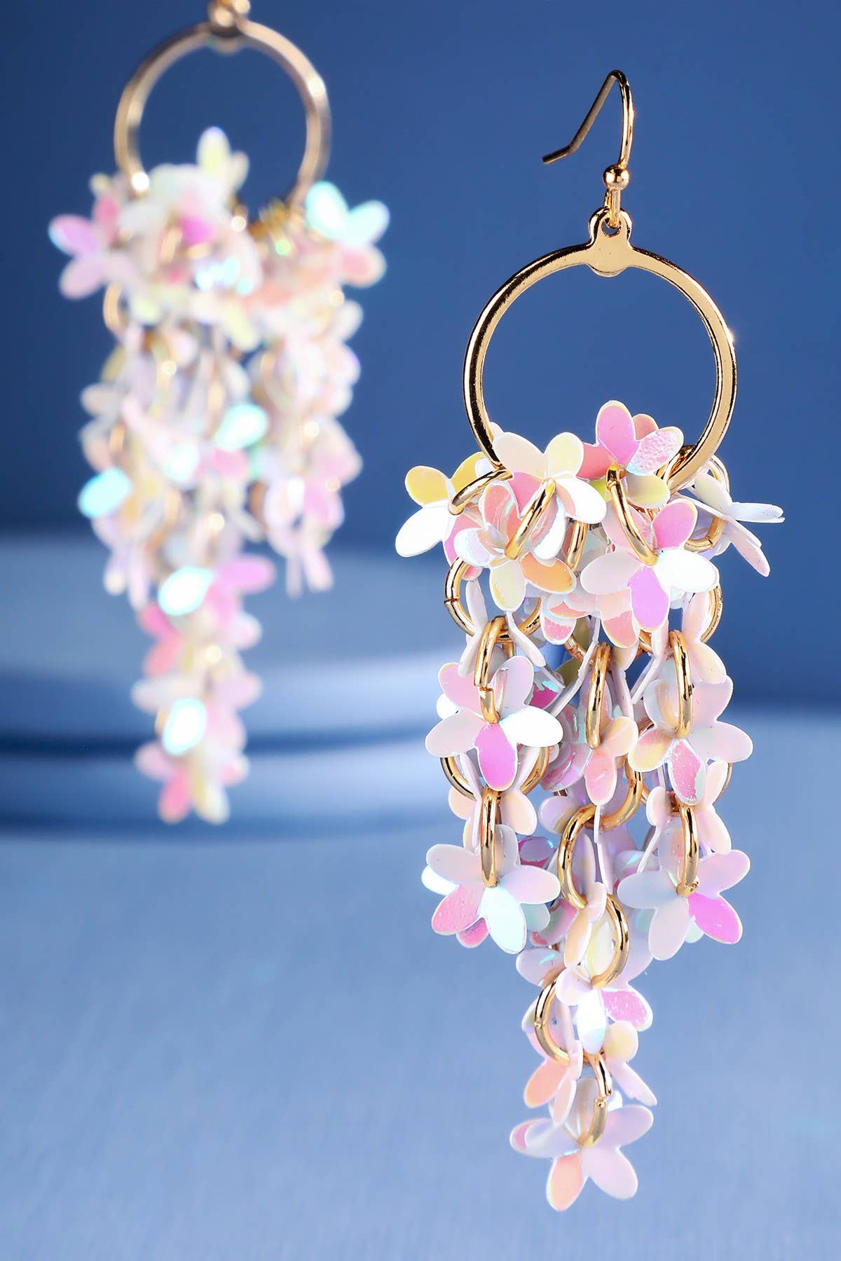Urbanista - Wholesale Dangle Earrings - Falling Flower Sequin Earrings1