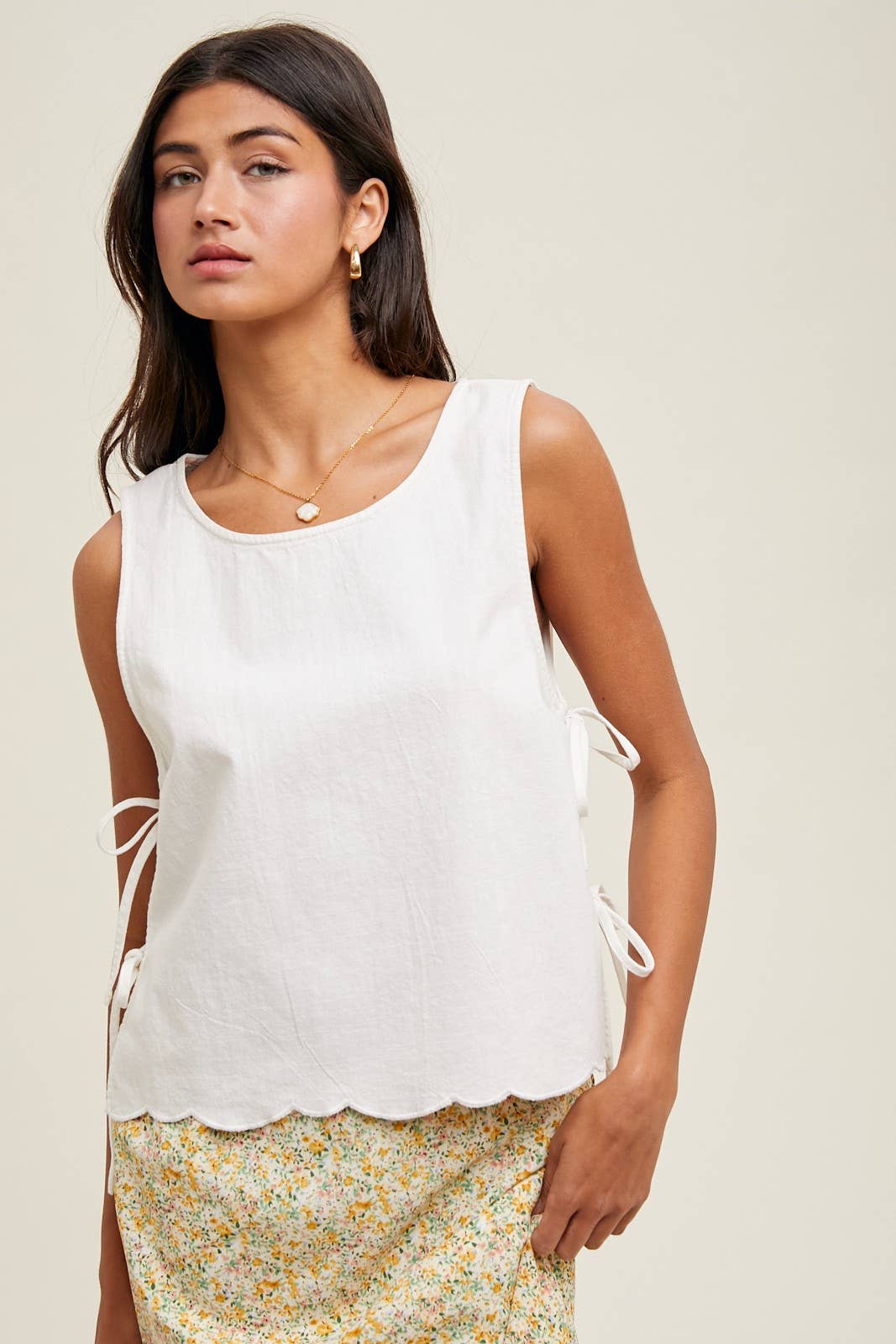 Wishlist Apparel - Wholesale Tank Top - Women's - COTTON TANK TOP WITH SIDE TIES / WL25-102434