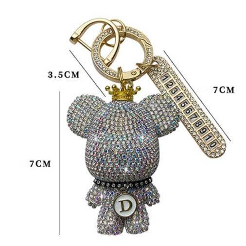 PEACH ACCESSORIES – wholesale Keychain – Women's – Crystal Rhinestone Teddy Bear Key Charm 602674