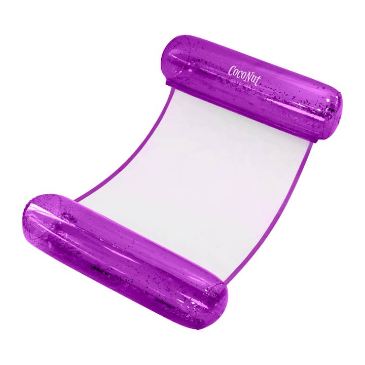 Amaca galleggiante per piscina con glitter viola e nucleo esterno in cocco. per la vendita all'ingrosso da parte di Coconut Outdoor