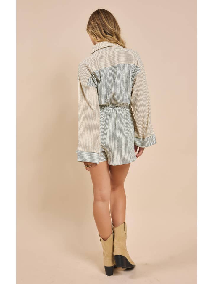 Sadie & Sage - Venta al por mayor Peto - Mujer - Pelele a rayas en contraste de In The Clouds: CREAM NAVY