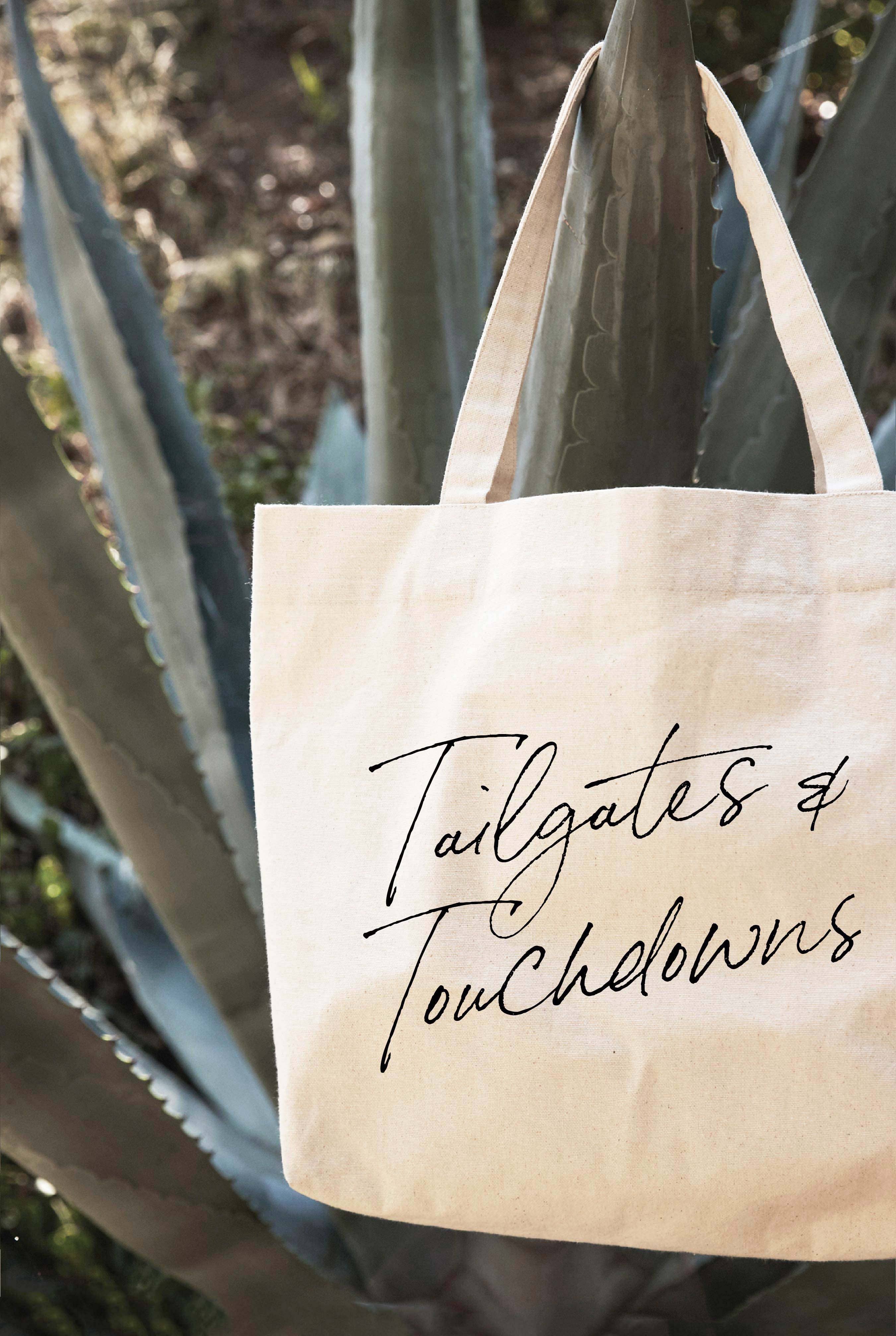 NATURALE Borsa TAILGATES AND TOUCHDOWNS in tela in vendita all'ingrosso su Faire2