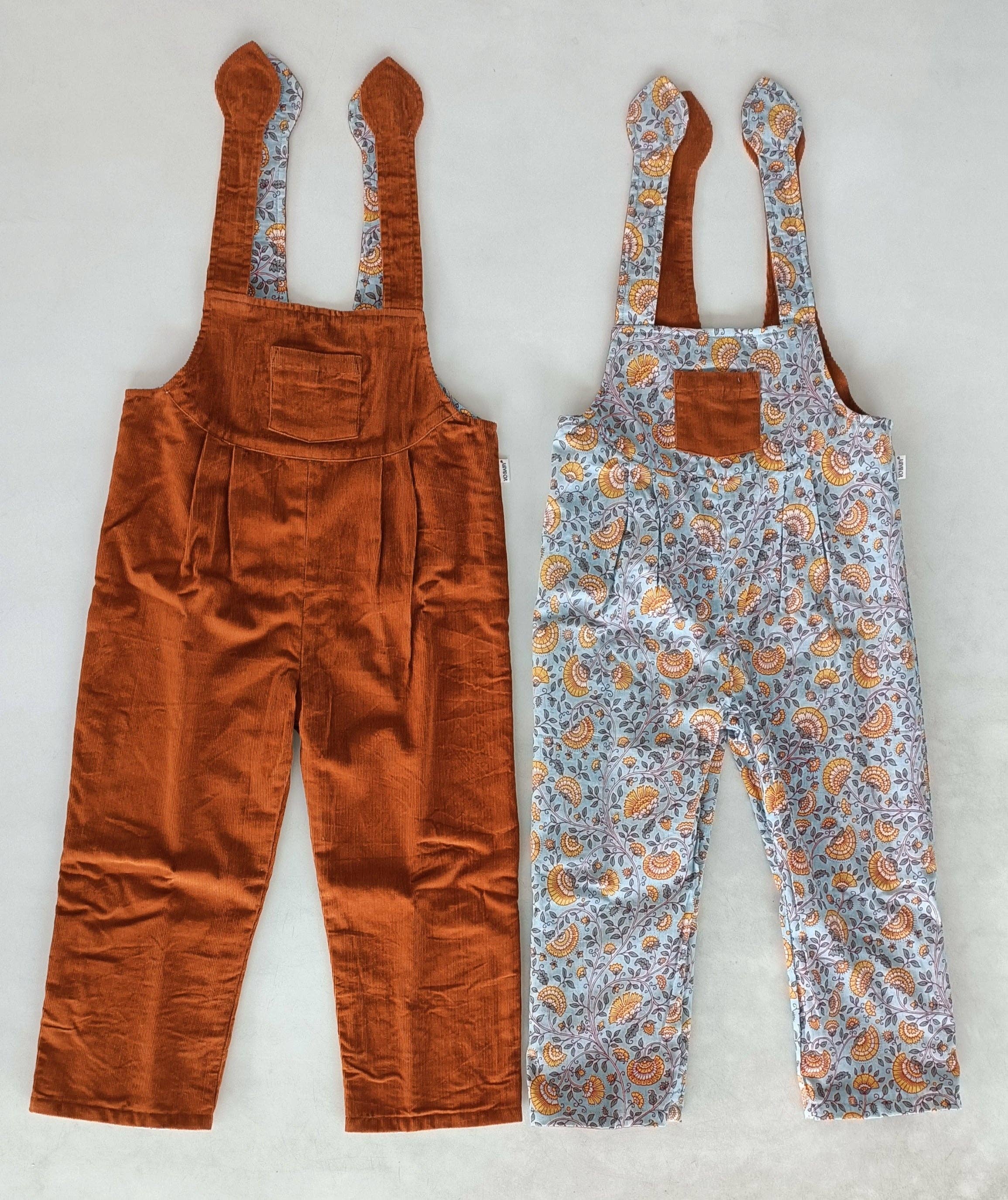 Yo Baby - Wholesale Jumpsuit - Kids - Reversible Solid Rust Corduroy & Rust Floral Printed Jumpsuit : Infant : Baby : Toddler : Tween : Kids15