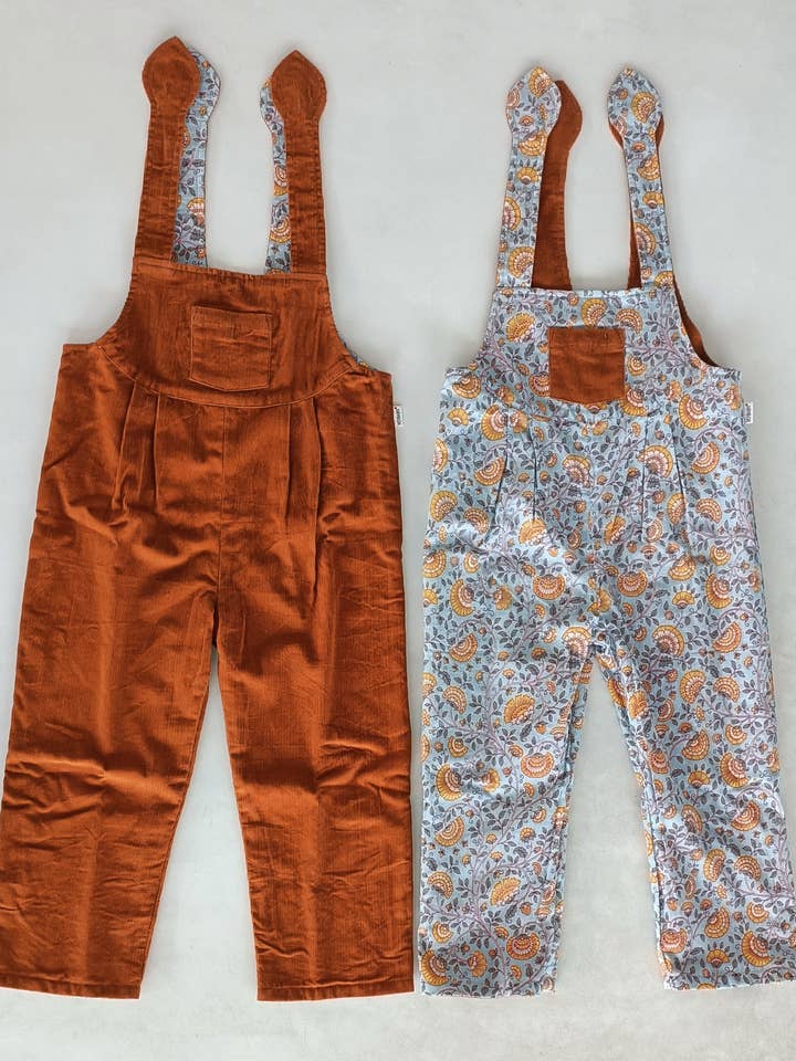 Yo Baby - Wholesale Jumpsuit - Kids - Reversible Solid Rust Corduroy & Rust Floral Printed Jumpsuit : Infant : Baby : Toddler : Tween : Kids15