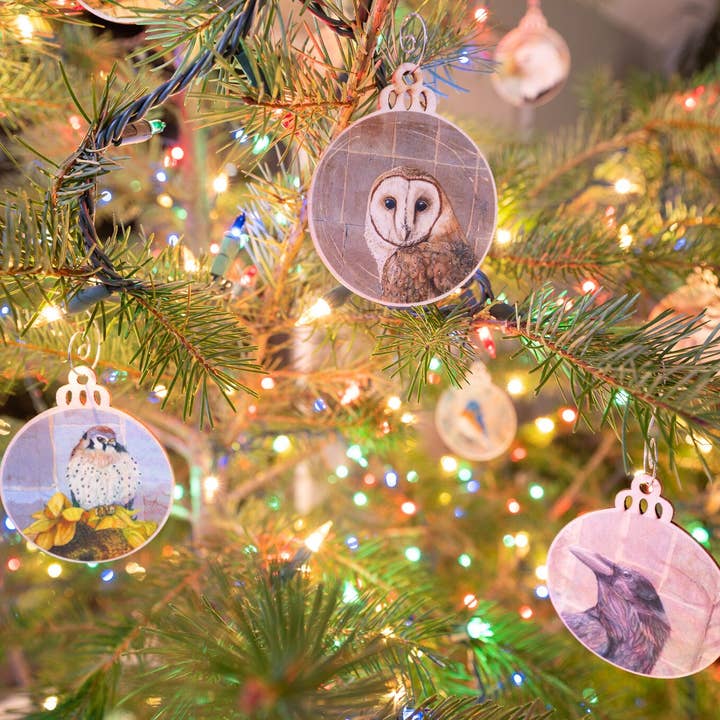 Orphan Girl Fine Art - Wholesale Ornament - Cedar Waxwing & Holly Ornament | Christmas Ornament | Bird Ornament | Wooden Ornament | Bird Art | Bird Painting | Gift for Her | Tea Bag4